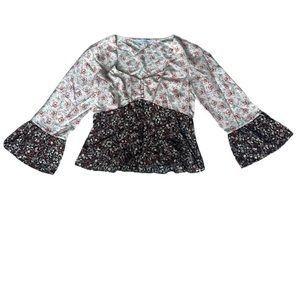 Intermix Size 8 Long Sleeve Floral Silk Top